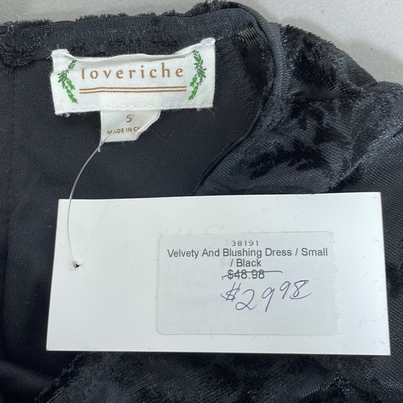 Love Rich Dress Womens Small S Black NWT Velvety & Blushing Ruffles Mini Floral - Picture 13 of 16